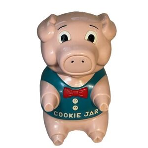 Vintage 1990 Oinking Pig Cookie Jar WORKS - Oinks When Opened Novelty Farm *see